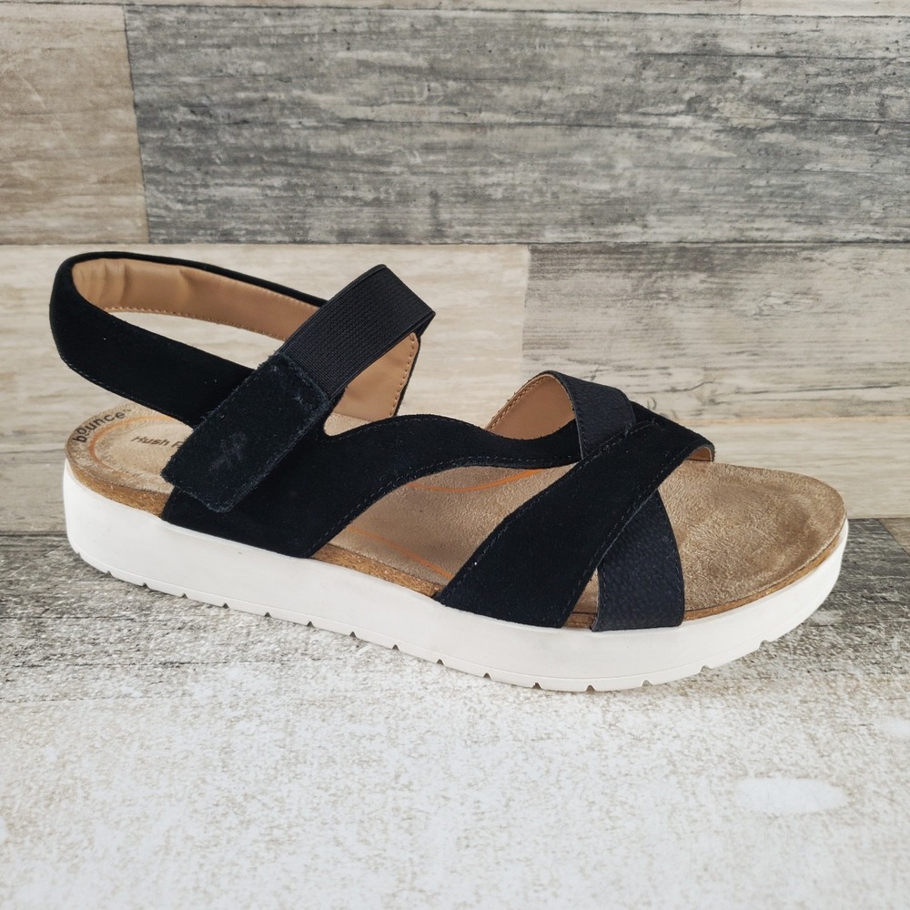 Hush Puppies Savoy Womens Sandals Sz 8 M Black White Crisscross Straps Platform